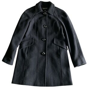 London Fog women's Y2K black wool blend single breasted peacoat
